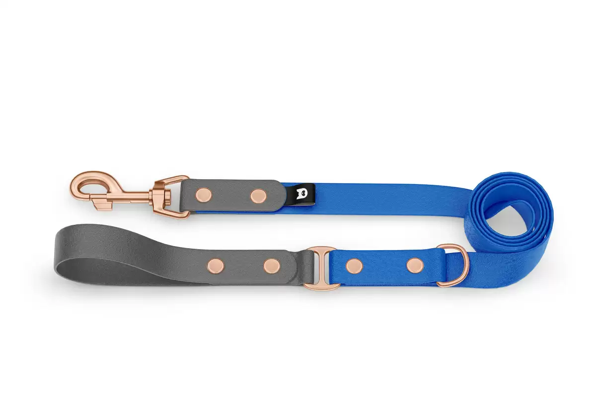 Dog Leash Duo: Gray & Blue with Rosegold components