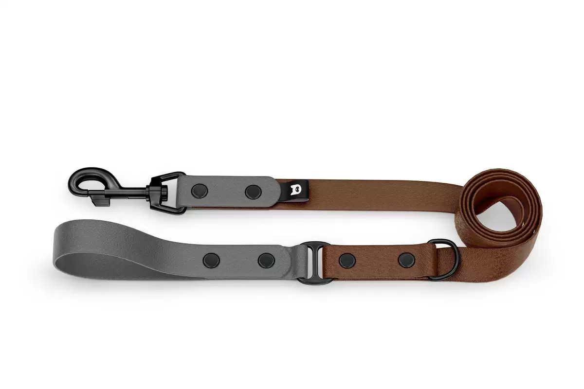 Dog Leash Duo: Gray & Dark brown with Black components