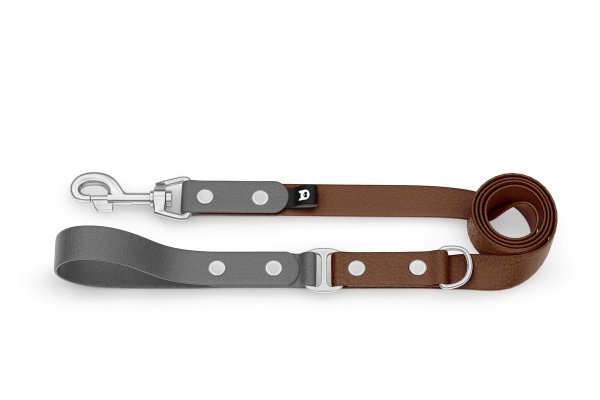 Dog Leash Duo: Gray & Dark brown with Silver components