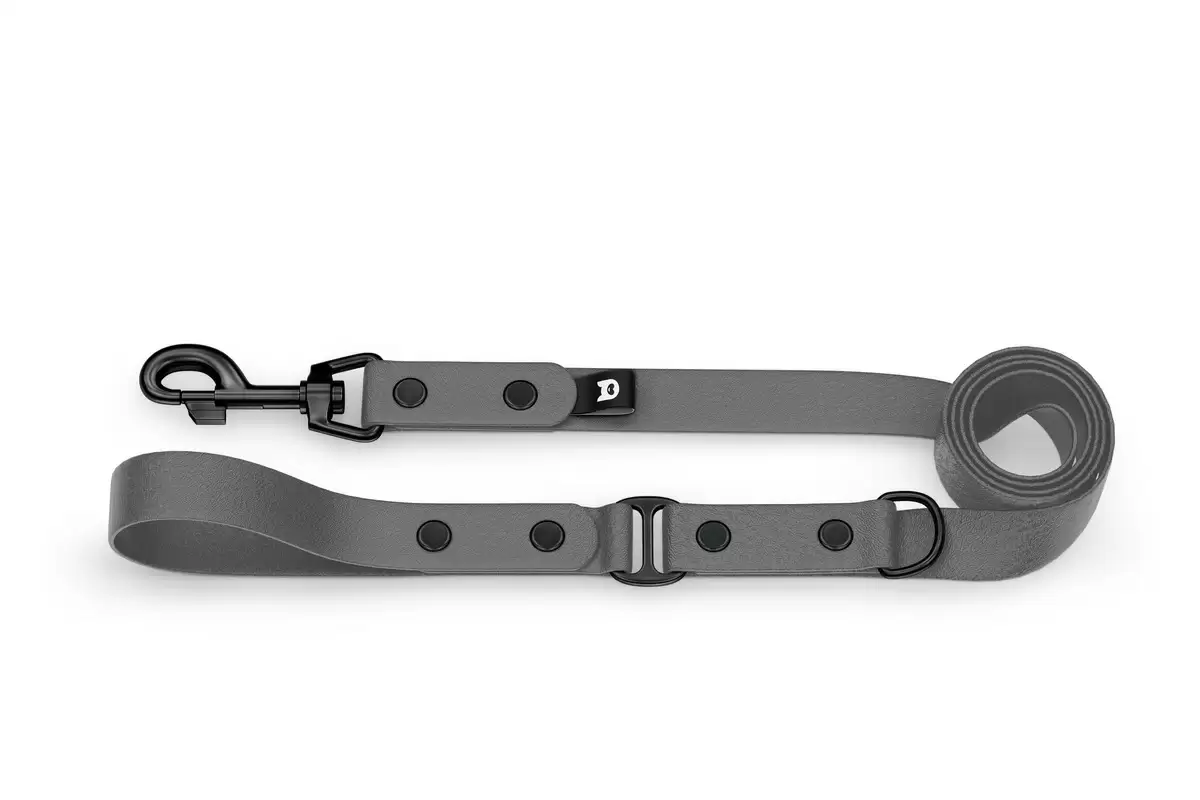 Dog Leash Duo: Gray & Gray with Black components