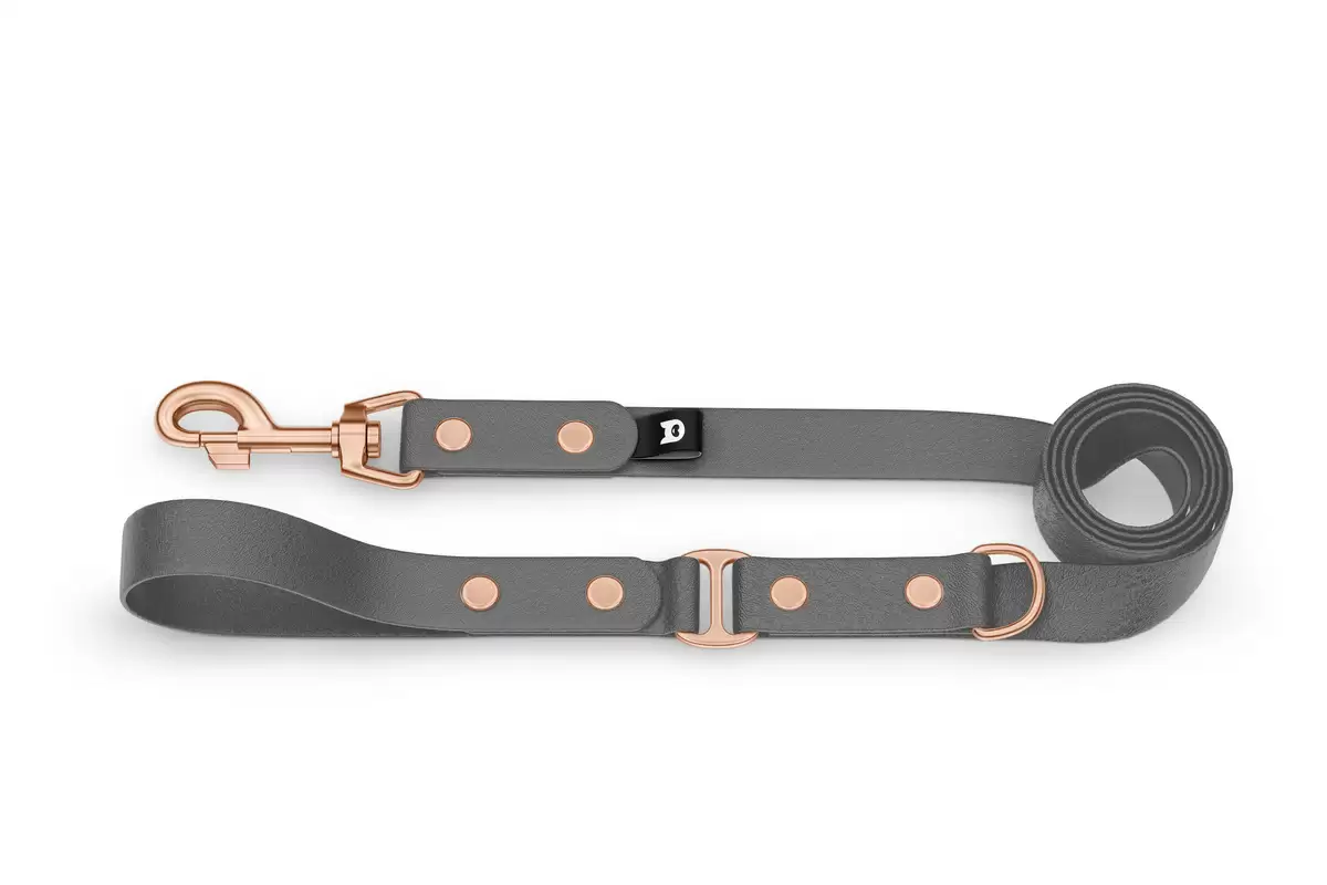Dog Leash Duo: Gray & Gray with Rosegold components