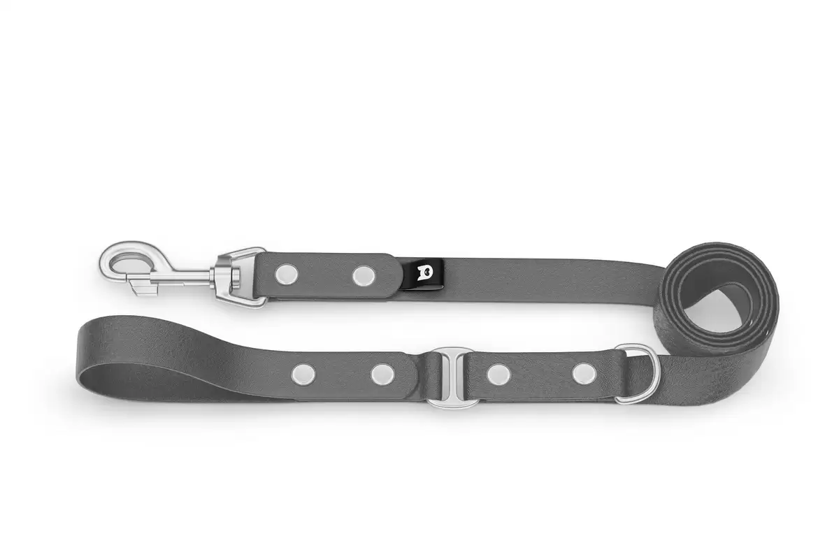 Dog Leash Duo: Gray & Gray with Silver components