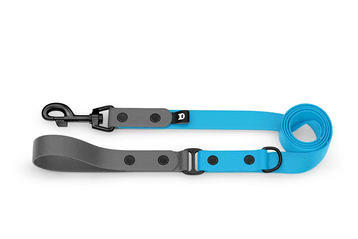 Dog Leash Duo: Gray & Light blue with Black components