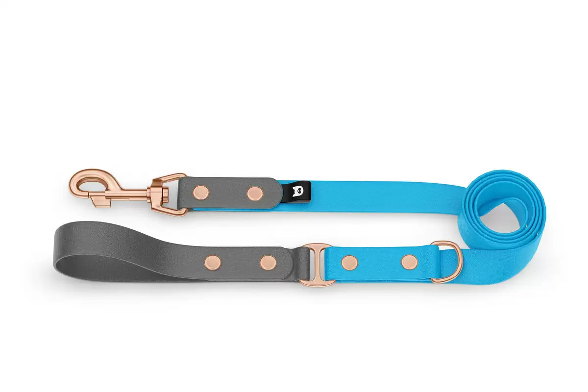 Dog Leash Duo: Gray & Light blue with Rosegold components