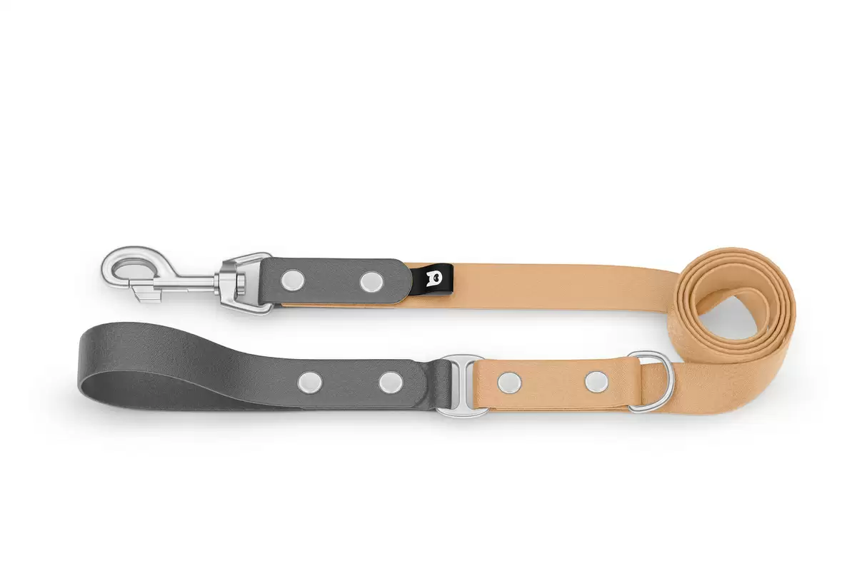 Dog Leash Duo: Gray & Light brown with Silver components