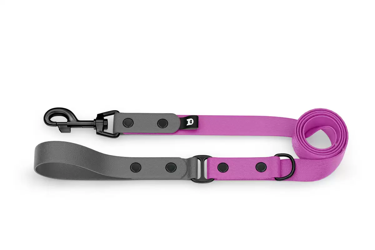 Dog Leash Duo: Gray & Light purple with Black components