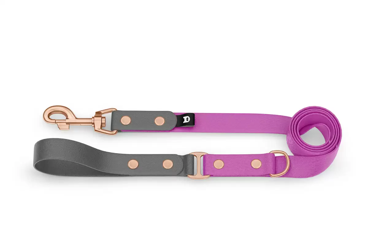 Dog Leash Duo: Gray & Light purple with Rosegold components