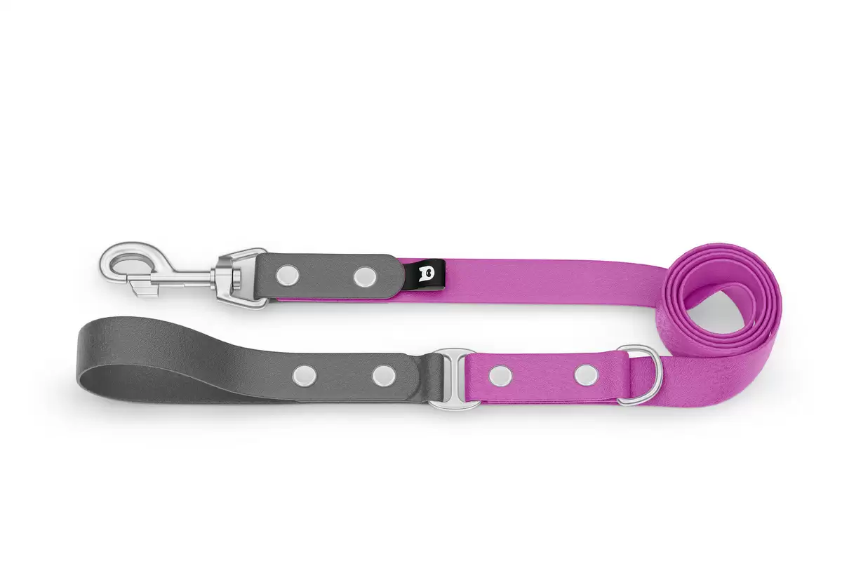 Dog Leash Duo: Gray & Light purple with Silver components