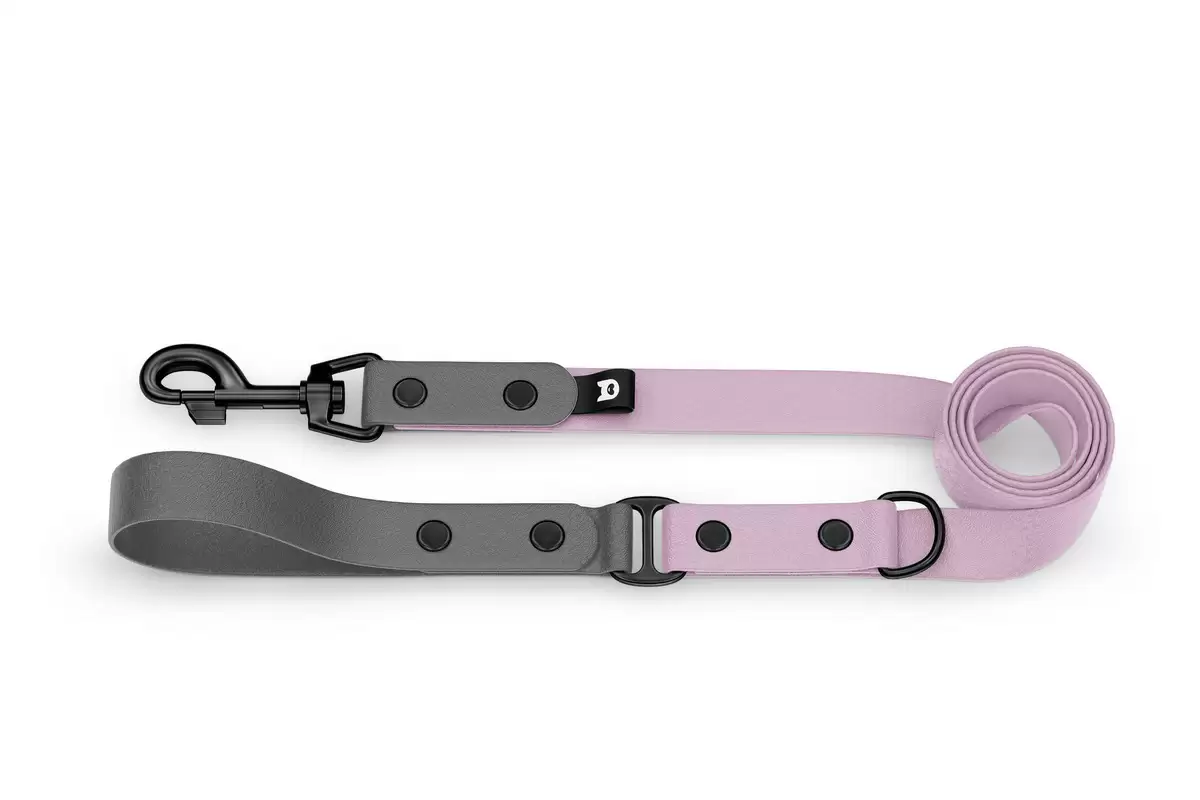 Dog Leash Duo: Gray & Lilac with Black components