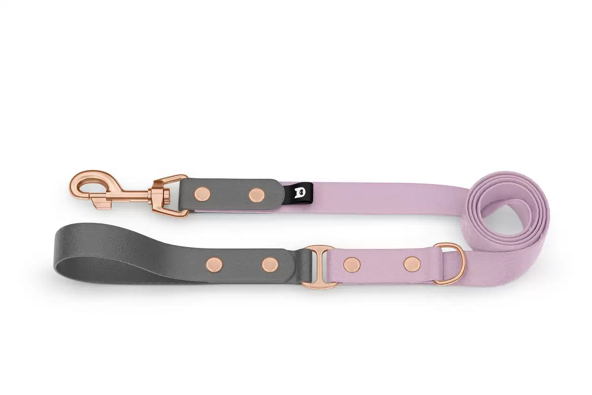 Dog Leash Duo: Gray & Lilac with Rosegold components
