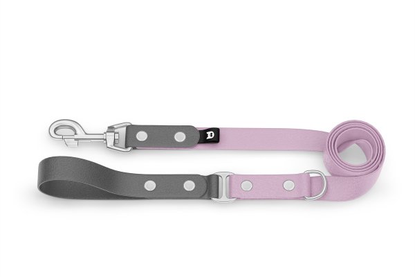 Dog Leash Duo: Gray & Lilac with Silver components