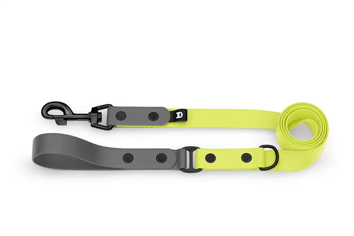 Dog Leash Duo: Gray & Neon yellow with Black components