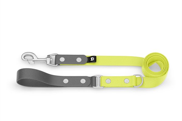 Dog Leash Duo: Gray & Neon yellow with Silver components