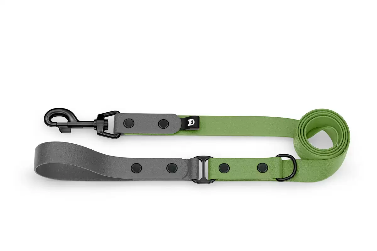 Dog Leash Duo: Gray & Olive with Black components