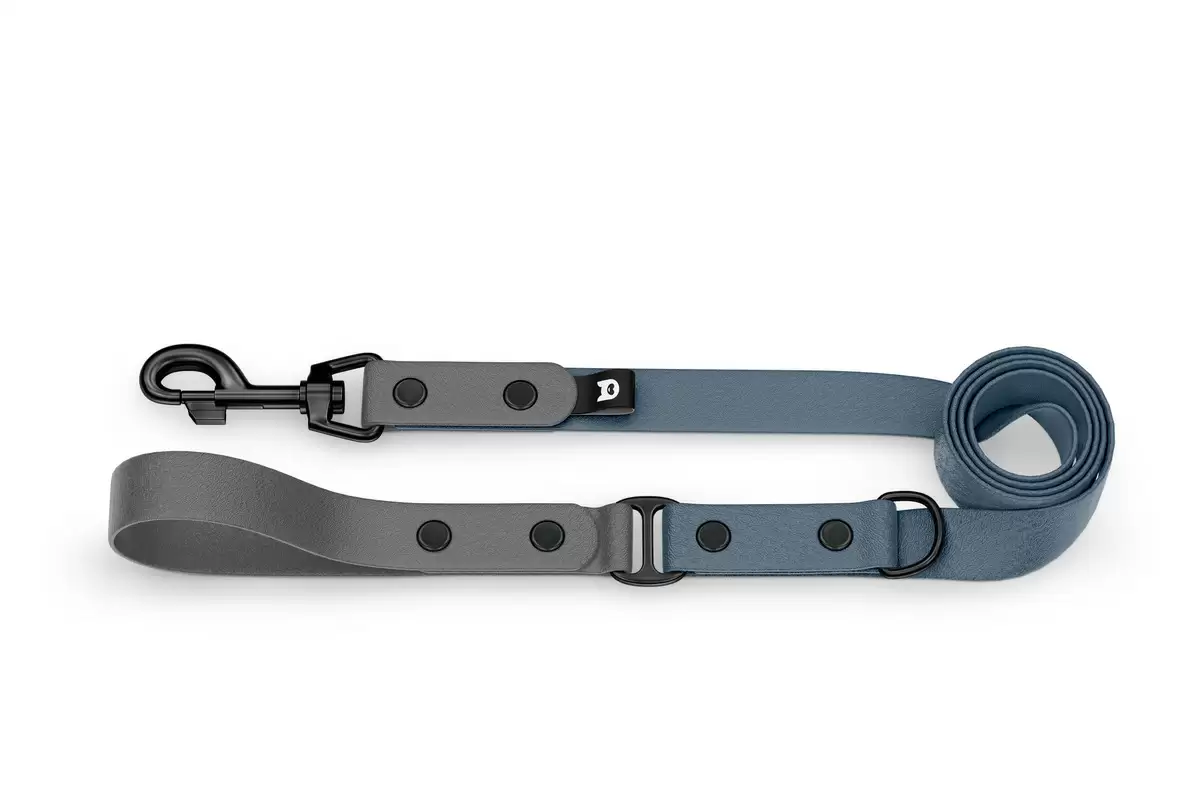 Dog Leash Duo: Gray & Petrol with Black components