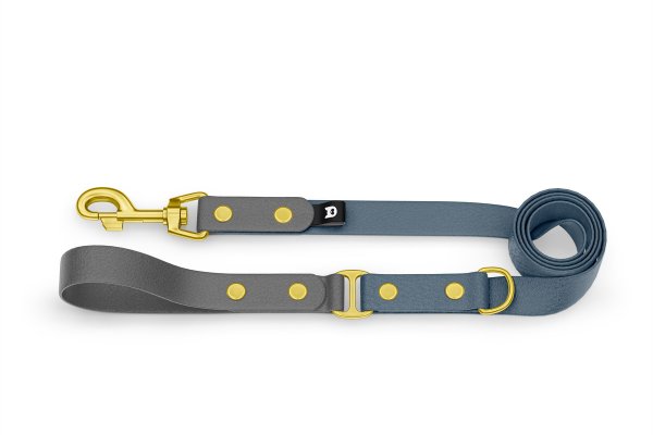 Dog Leash Duo: Gray & Petrol with Gold components