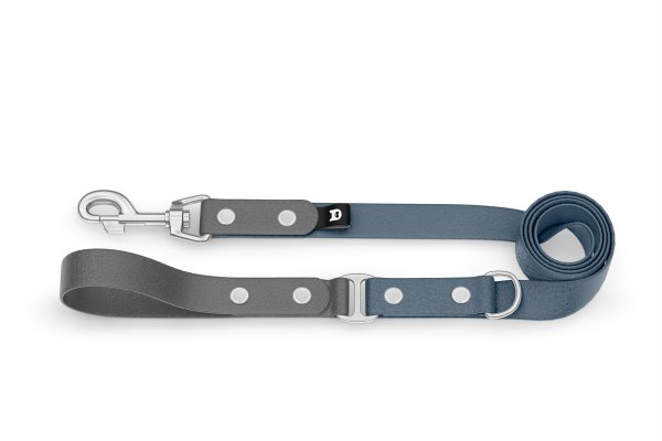 Dog Leash Duo: Gray & Petrol with Silver components