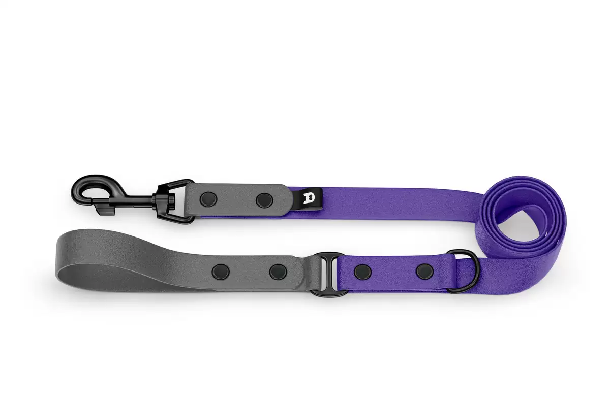 Dog Leash Duo: Gray & Purple with Black components