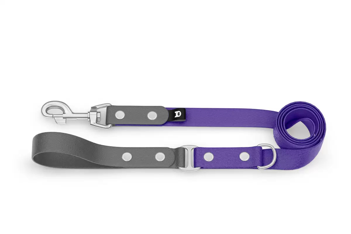Dog Leash Duo: Gray & Purple with Silver components