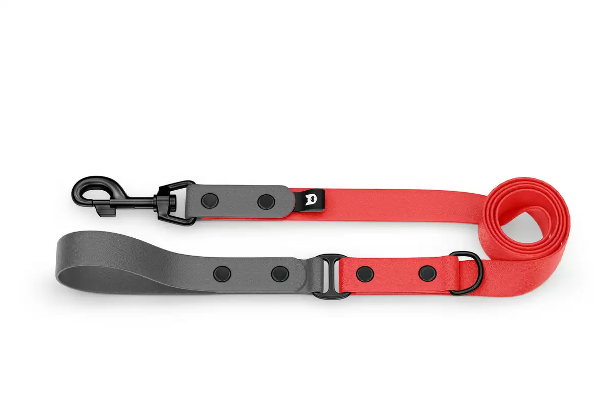 Dog Leash Duo: Gray & Red with Black components