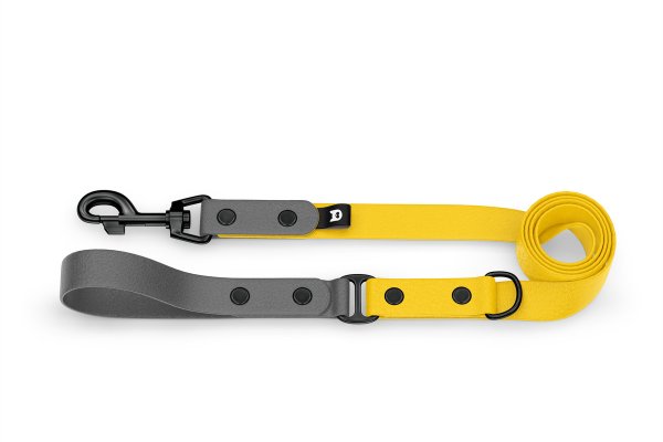 Dog Leash Duo: Gray & Yellow with Black components