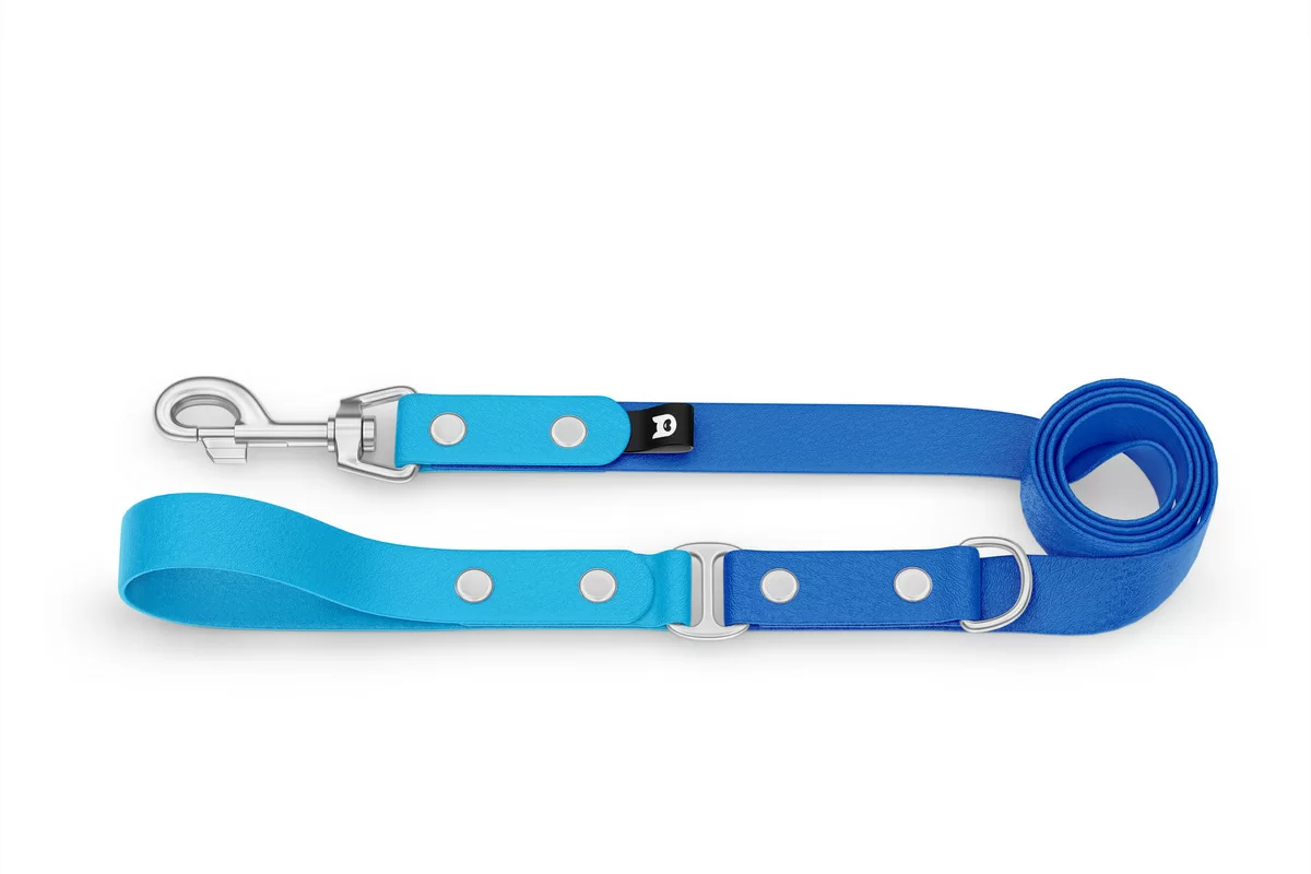 Dog Leash Duo: Light blue & Blue with Silver components