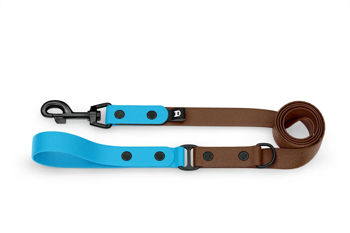 Dog Leash Duo: Light blue & Dark brown with Black components