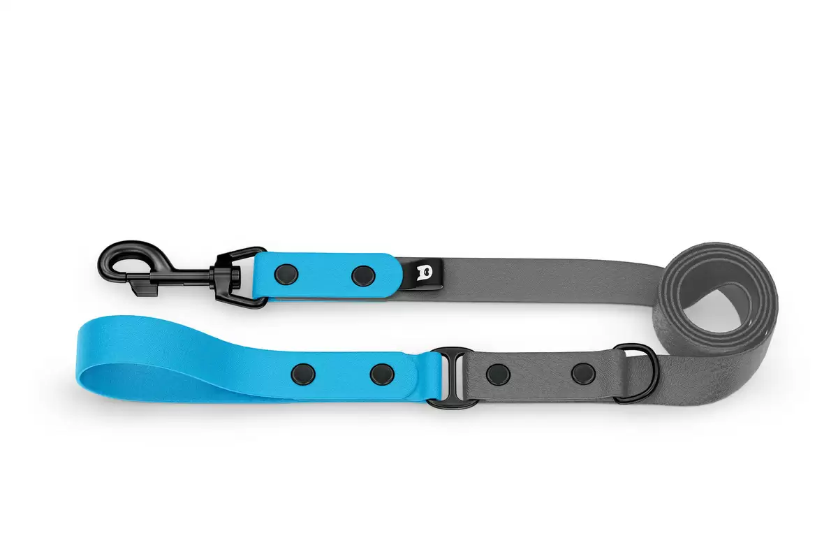 Dog Leash Duo: Light blue & Gray with Black components