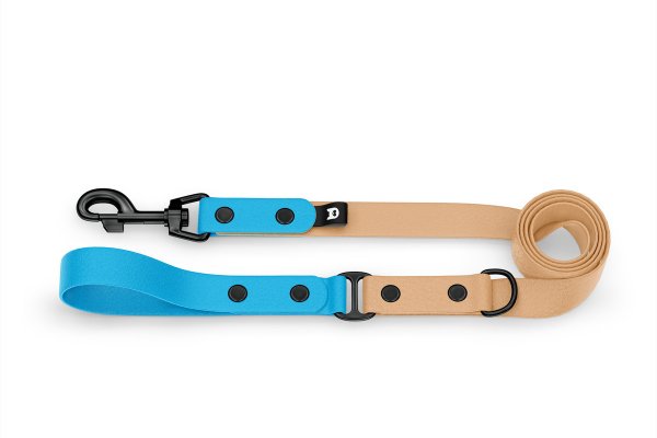 Dog Leash Duo: Light blue & Light brown with Black components