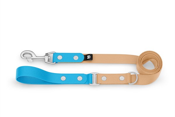 Dog Leash Duo: Light blue & Light brown with Silver components