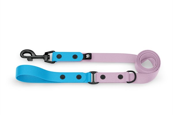 Dog Leash Duo: Light blue & Lilac with Black components