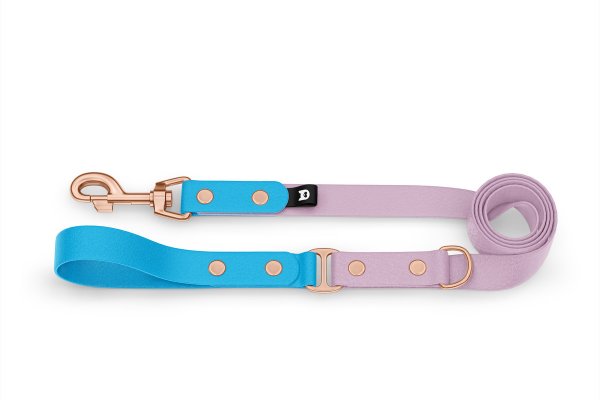 Dog Leash Duo: Light blue & Lilac with Rosegold components