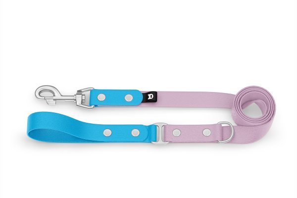 Dog Leash Duo: Light blue & Lilac with Silver components