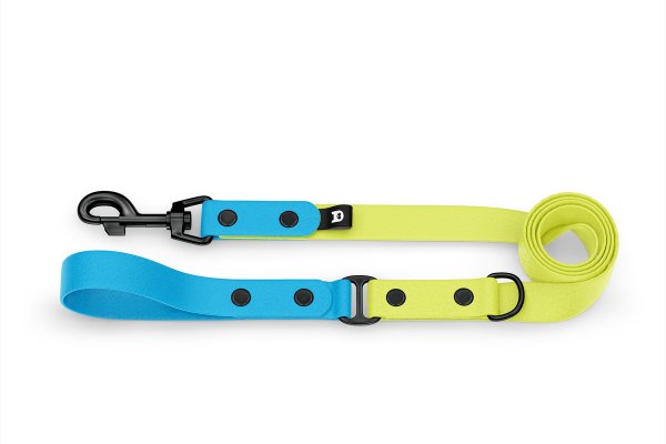 Dog Leash Duo: Light blue & Neon yellow with Black components