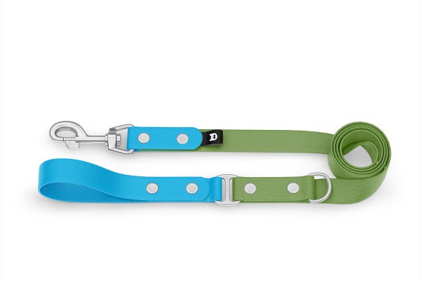 Dog Leash Duo: Light blue & Olive with Silver components