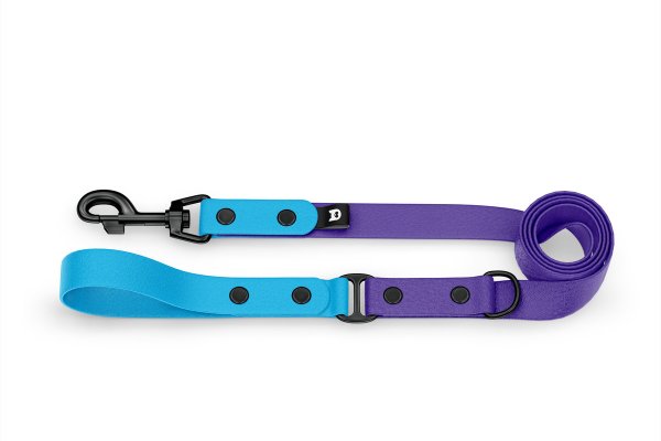 Dog Leash Duo: Light blue & Purple with Black components