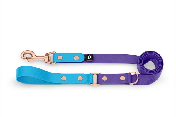 Dog Leash Duo: Light blue & Purple with Rosegold components