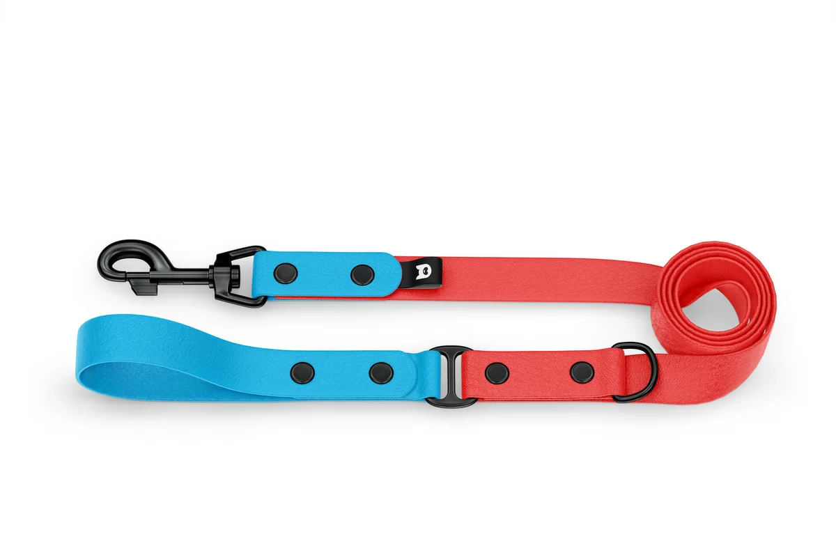 Dog Leash Duo: Light blue & Red with Black components
