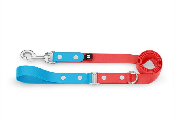 Dog Leash Duo: Light blue & Red with Silver components