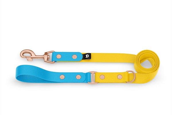 Dog Leash Duo: Light blue & Yellow with Rosegold components