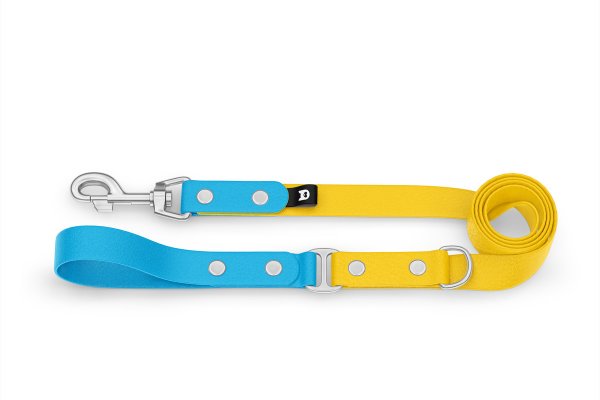Dog Leash Duo: Light blue & Yellow with Silver components