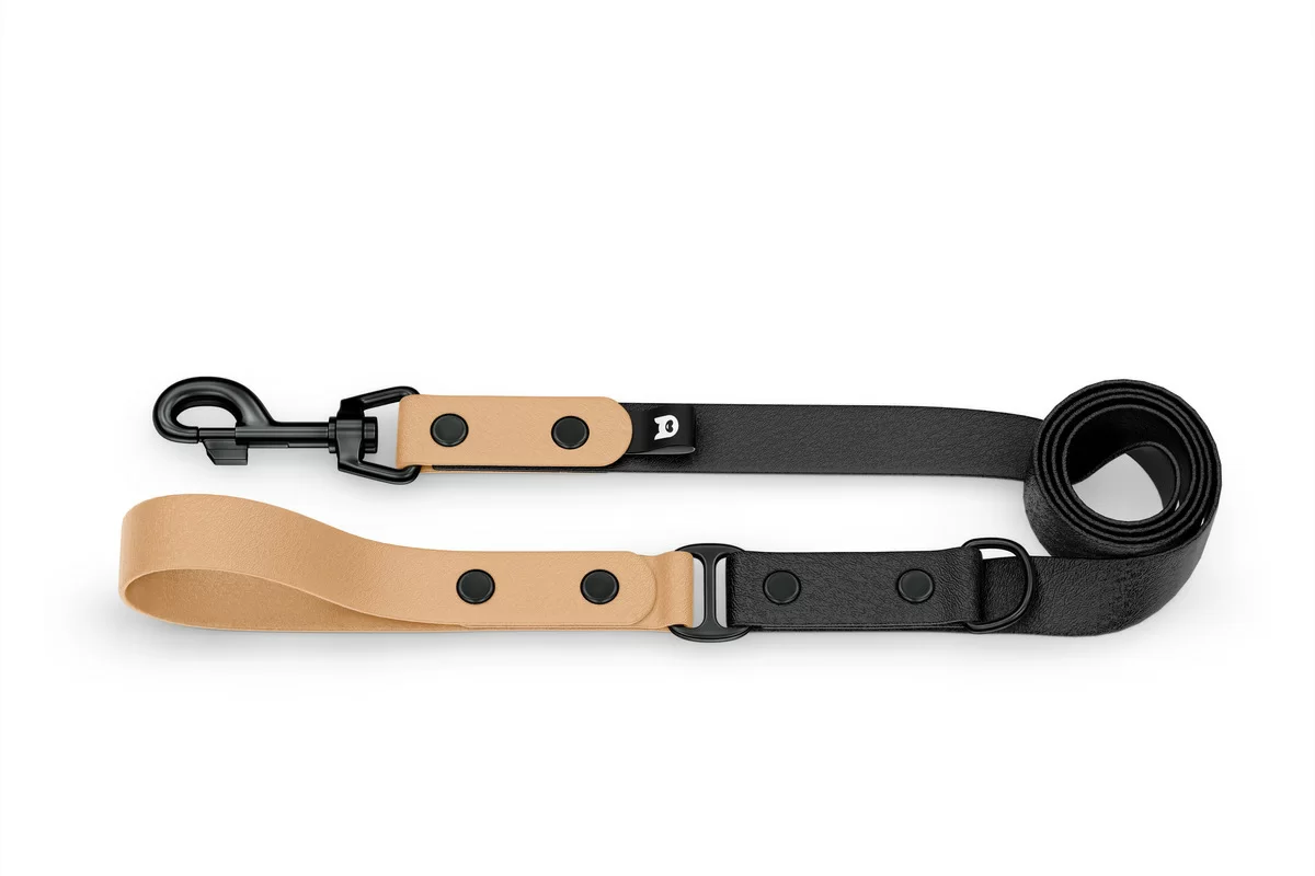 Dog Leash Duo: Light brown & Black with Black components