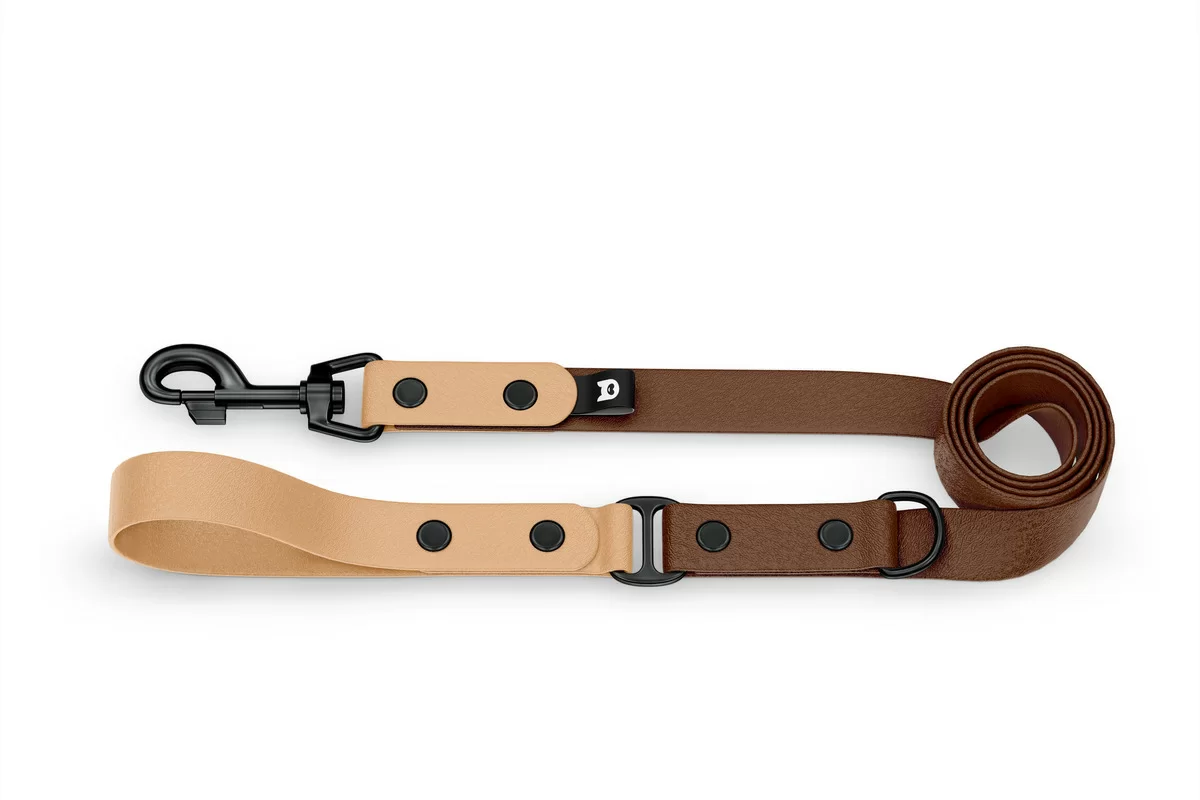 Dog Leash Duo: Light brown & Dark brown with Black components