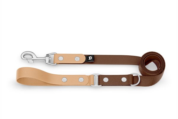 Dog Leash Duo: Light brown & Dark brown with Silver components