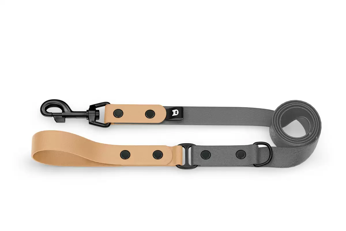Dog Leash Duo: Light brown & Gray with Black components