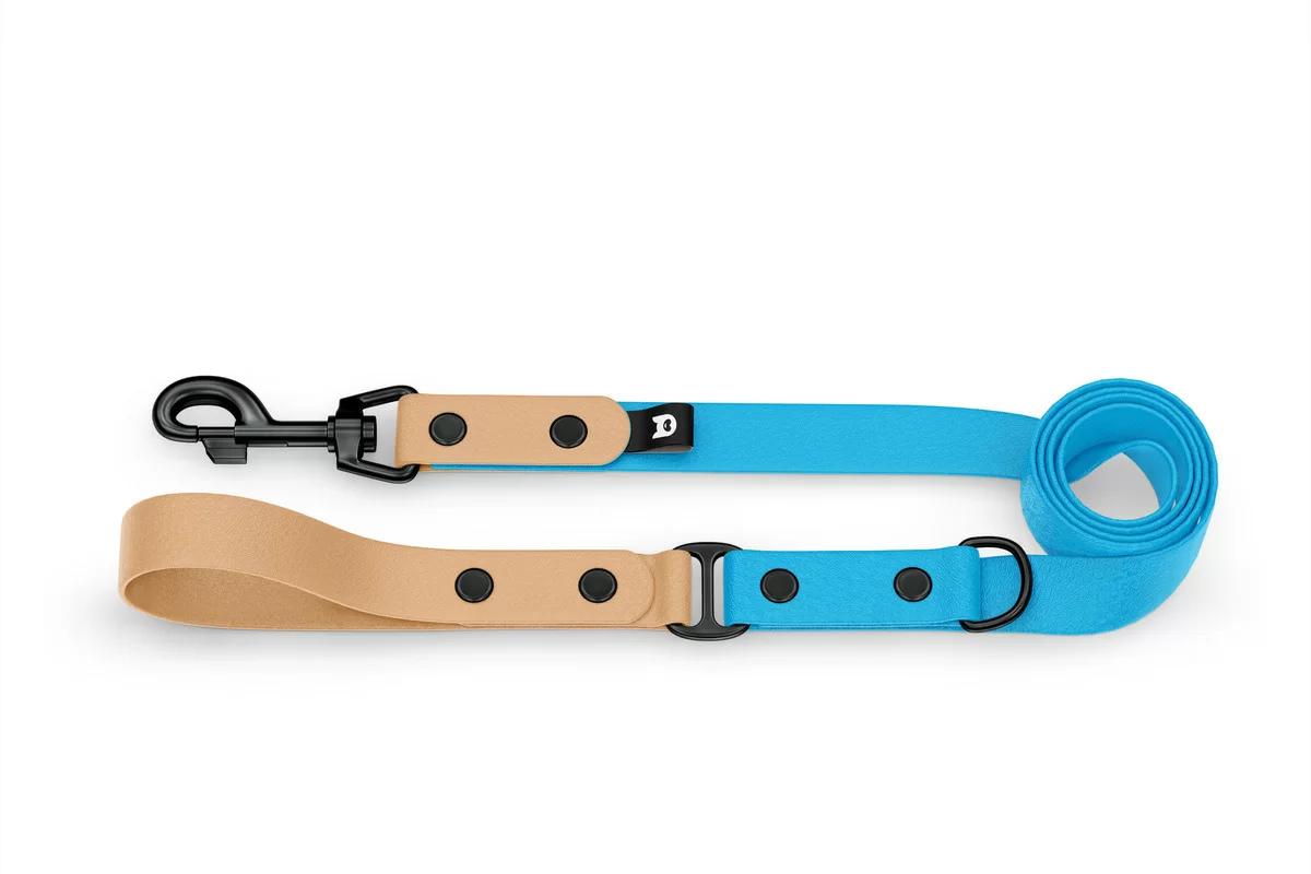 Dog Leash Duo: Light brown & Light blue with Black components