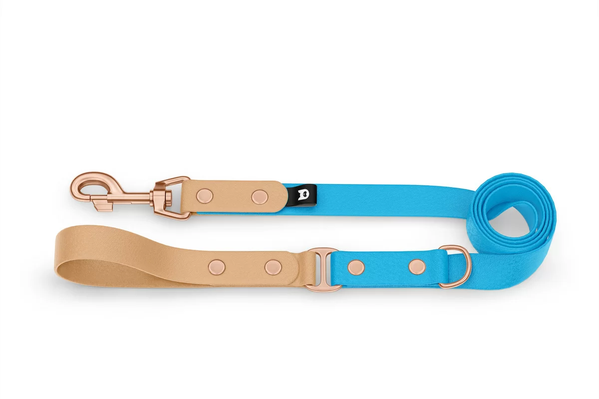 Dog Leash Duo: Light brown & Light blue with Rosegold components
