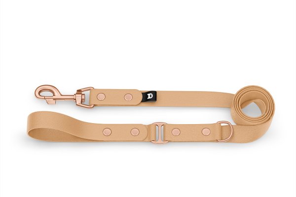 Dog Leash Duo: Light brown & Light brown with Rosegold components