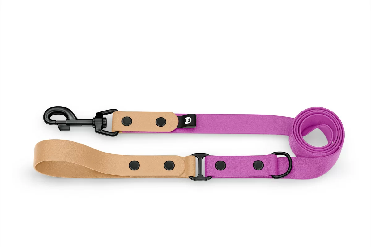 Dog Leash Duo: Light brown & Light purple with Black components