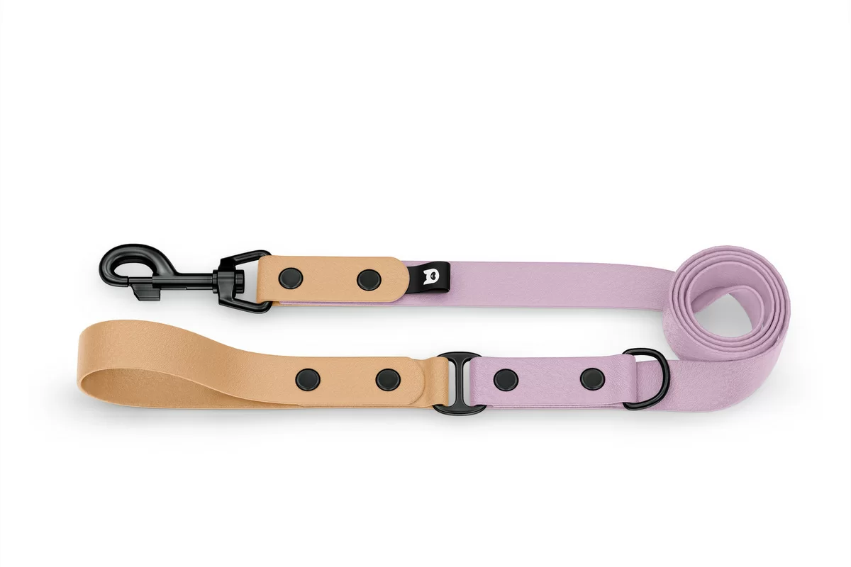 Dog Leash Duo: Light brown & Lilac with Black components